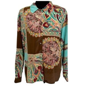 LouBella Retro Paisley Collar Button Up